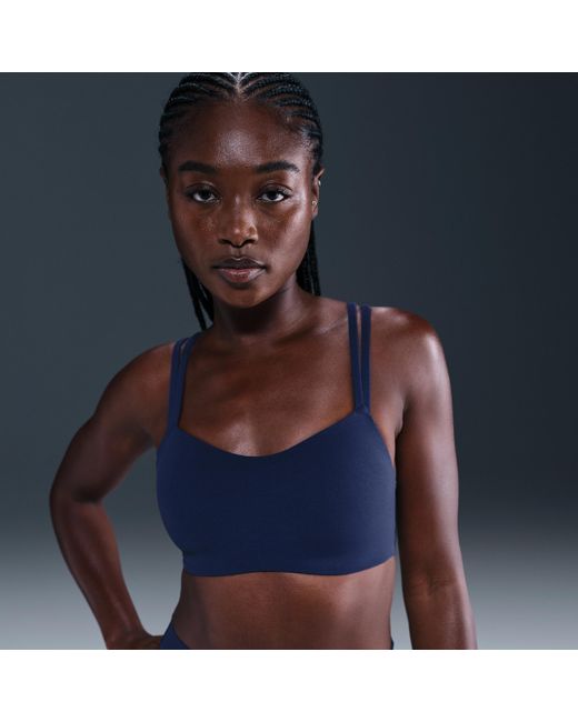 Nike Blue Zenvy Strappy Light-Support Padded Sports Bra