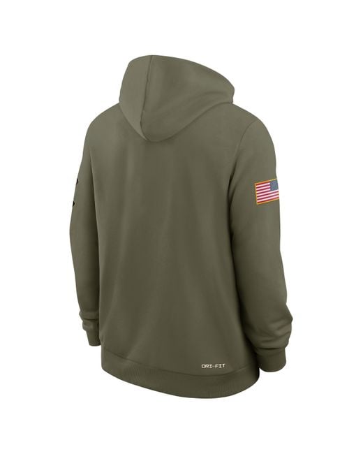 Nike Green North Carolina 2025 Military Appreciation Brand Dri-Fit College Pullover Hoodie for men