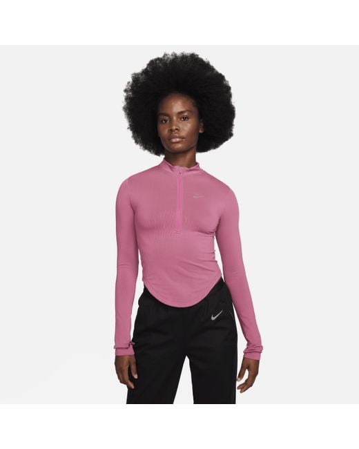 Nike Pink Running Division Dri-fit Adv 1/2-zip Mid Layer 75% Recycled Fibres Minimum