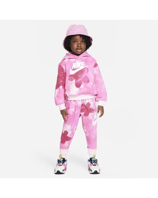 Nike Pink Sci-dye Club Fleece Set Toddler 2-piece Hoodie Set