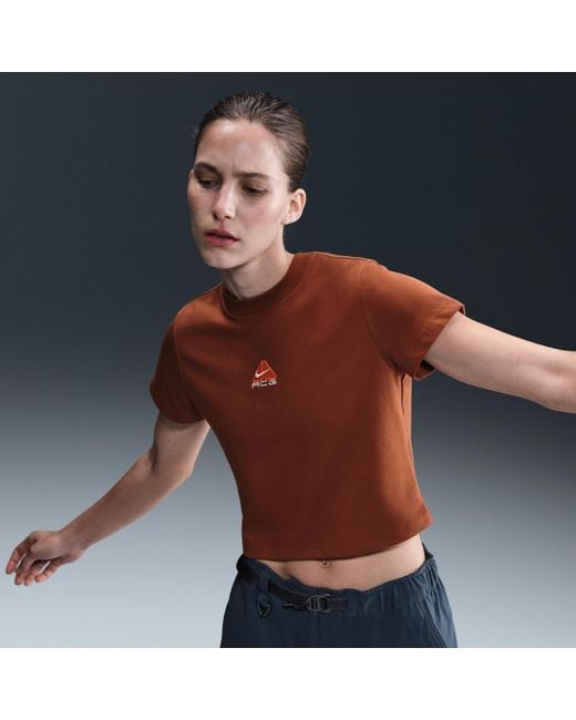 Nike Brown Acg Dri-Fit Short-Sleeve T-Shirt