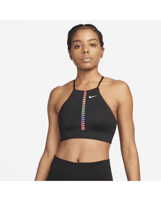 Nike Indy Rainbow Ladder Lightsupport Padded Highneck Sports Bra In