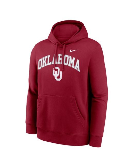 Nike Red Oklahoma Arch College Pullover Hoodie for men