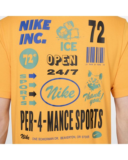 T-shirt da fitness dri-fit di Nike in Orange da Uomo