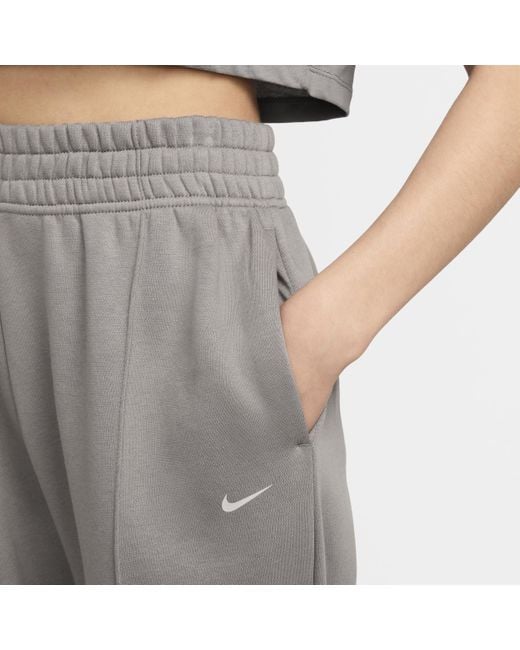 Nike Gray Sportswear Loose Fleece Trousers Cotton