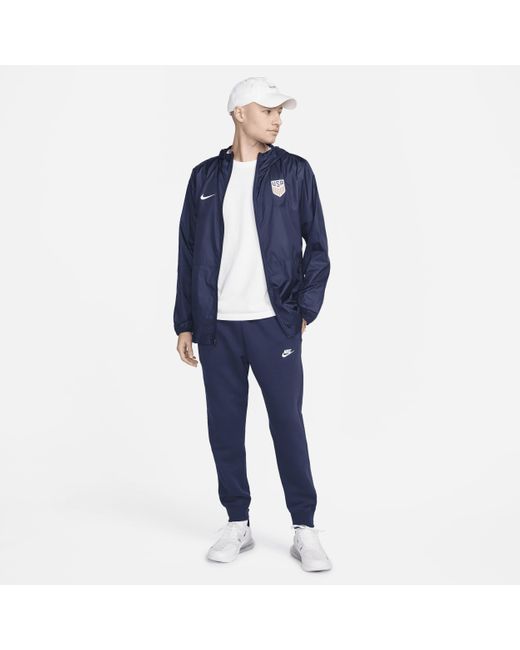 Nike Blue Usmnt Academy Pro Soccer Hooded Rain Jacket for men
