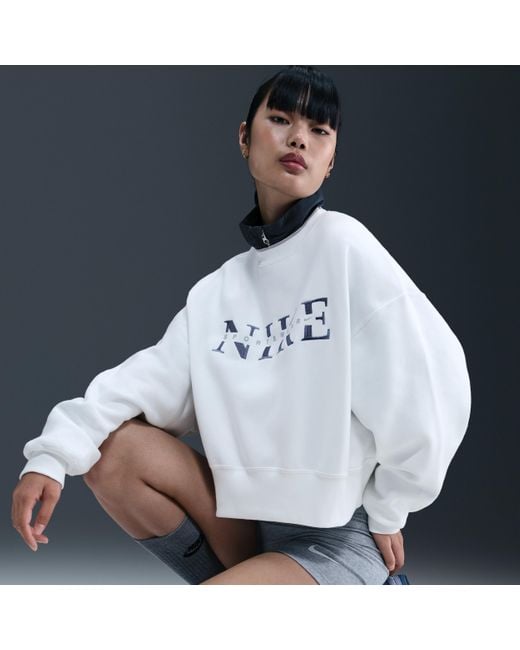 Nike Blue Sportswear Phoenix Fleece Oversized Crew-Neck Sweatshirt