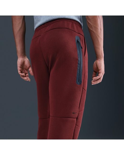 Nike Red Tech Open-Hem Fleece Pants for men