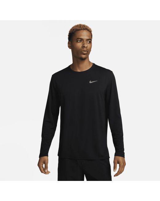 Nike Black Miler Dri-Fit Uv Long-Sleeve Running Top for men