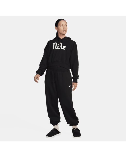 Nike Black Sportswear Club Fleece Oversized Cropped Hoodie