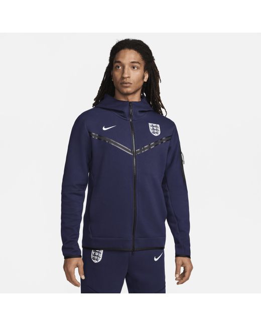 Nike Blue England Tech Fleece Windrunner Mens Football Full-zip Hoodie for men