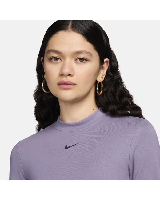 Nike Purple Sportswear Essential Tight Midi Dress Nylon