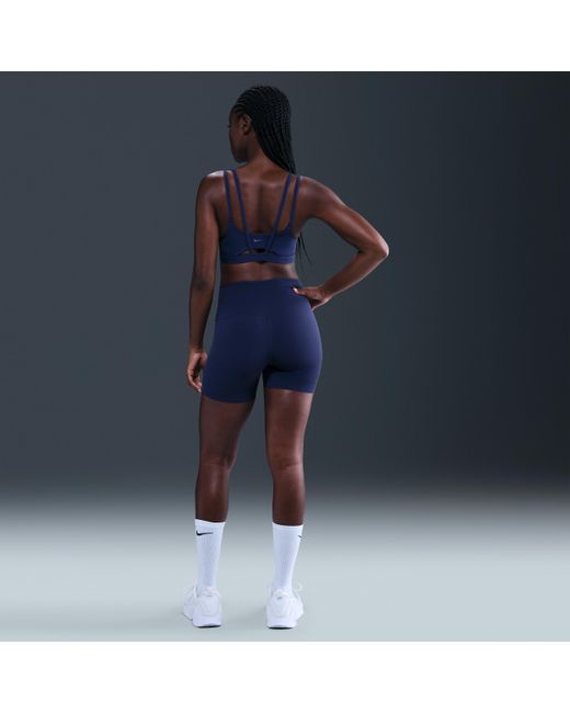 Nike Blue Zenvy Strappy Light-Support Padded Sports Bra