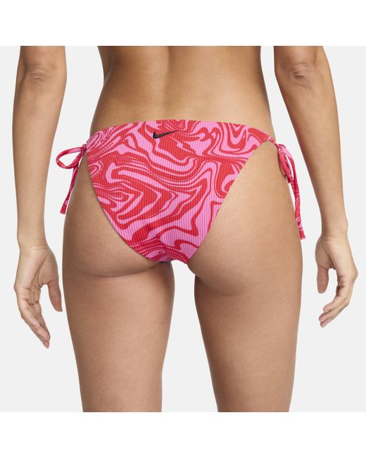 Nike Pink Swim Swirl String Bikini Bottom