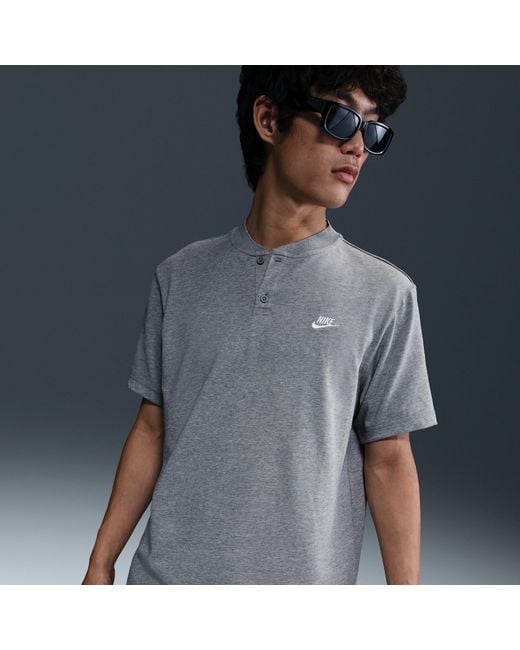 Nike Gray Club Short-Sleeve Henley for men
