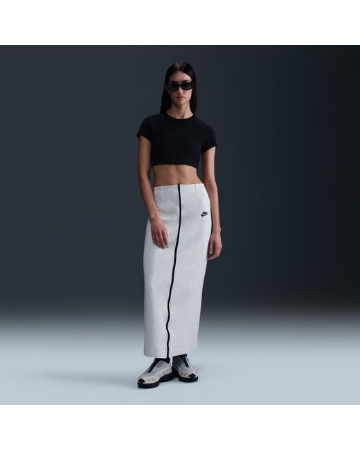 Nike Sportswear Tech Fleece Slim Maxi Skirt in Blue | Lyst