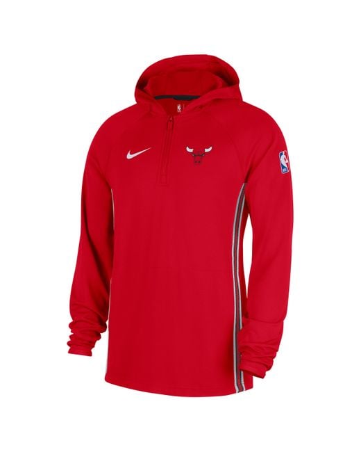 Nike Red Chicago Bulls Zoned Dri-Fit Nba 1/4-Zip Hoodie for men