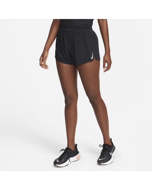 Nike Aeroswift Dri-fit Adv Halfhoge Hardloopshorts Met Binnenbroekje in het Black