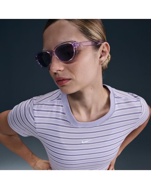 ★ Nike★ Sportswear Chill Knit Slim Stripe T-shirt W Lilac Nike Sportswear Chill Knit Slim Striped T-Shirt in Purple | Lyst