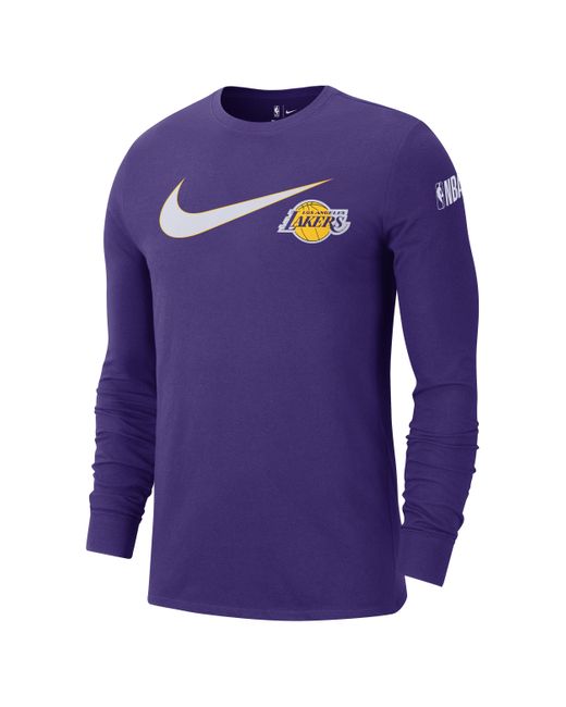 Nike Purple Los Angeles Lakers Swoosh Essential Nba Long-sleeve T-shirt for men