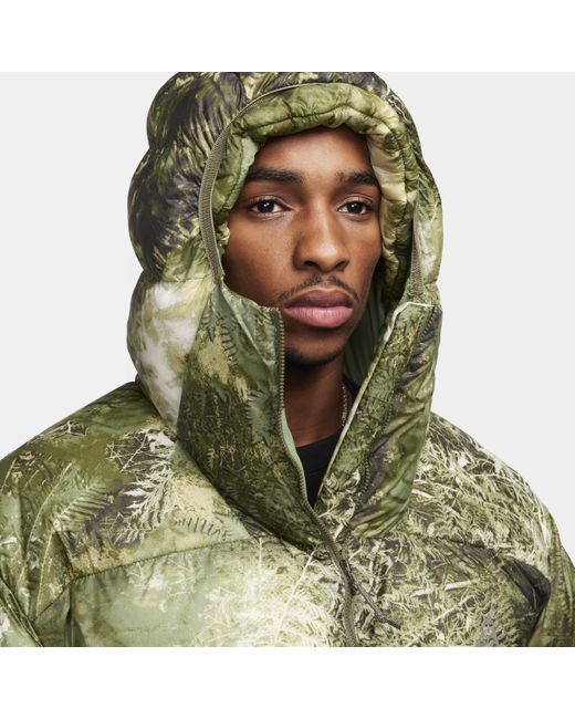 Nike Green Acg "lunar Lake" Puffer Therma-fit Adv Loose Hooded Jacket