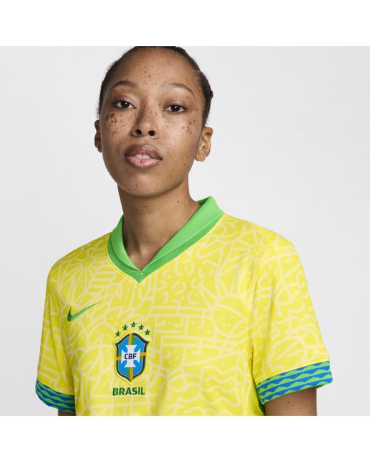 Nike Yellow Brazil 2024 Stadium Home Dri-fit Soccer Replica Jersey