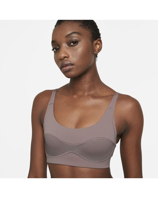 Nike Women's Zenvy Strappy Light-support Padded Sports Bra In Brown