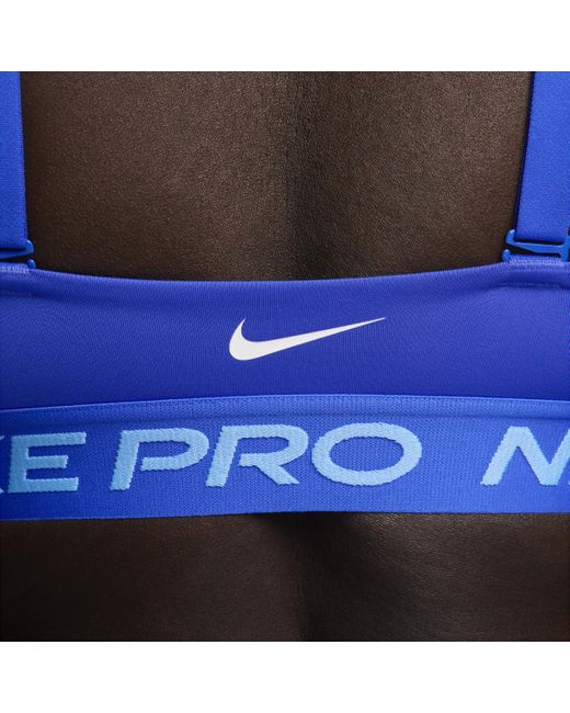 Nike Blue Pro Indy Plunge Medium-support Padded Sports Bra
