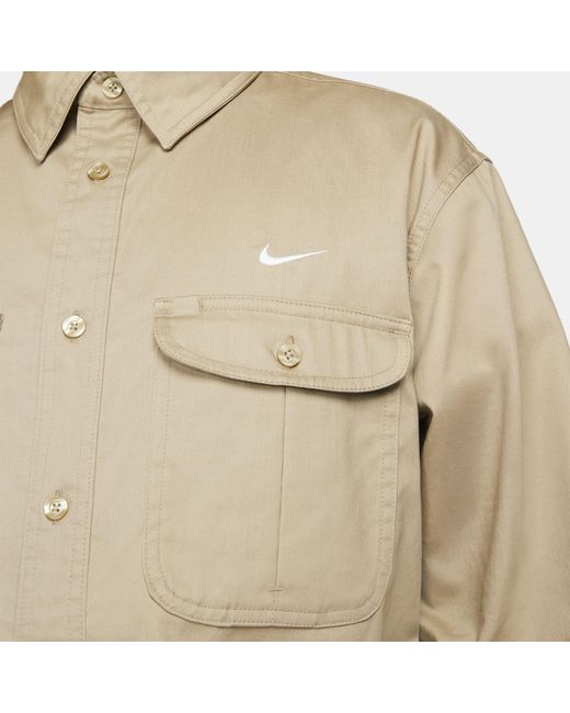 Nike Cotton Sb Woven Skate Long-sleeve Button Up in Khaki (Green) for ...