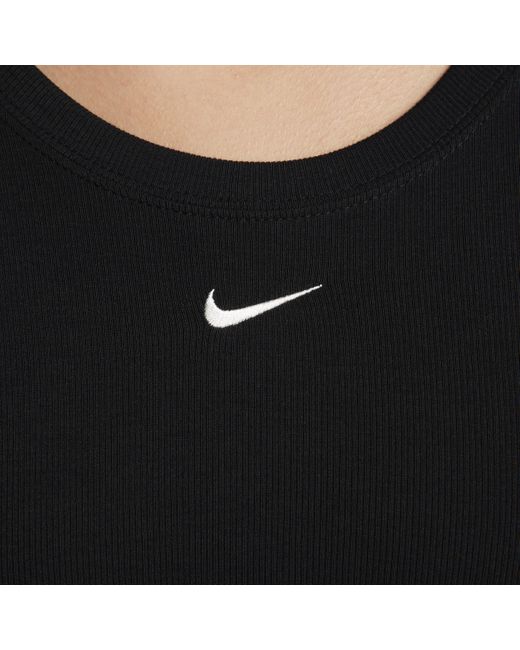 Nike Black Sportswear Chill Knit Tight Scoop-back Short-sleeve Mini-rib Top