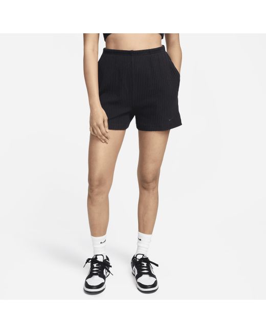 Nike Blue Sportswear Chill Knit High-waisted Slim 3" Ribbed Shorts