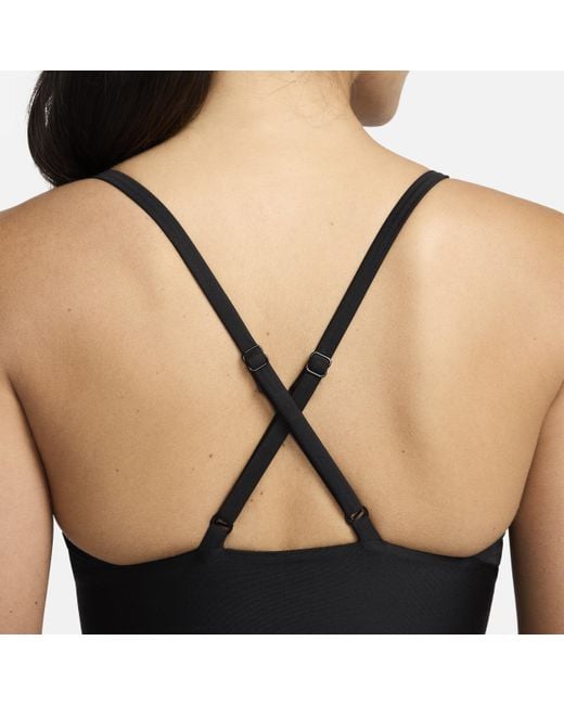 Nike Black Swim V-neck Midkini Top
