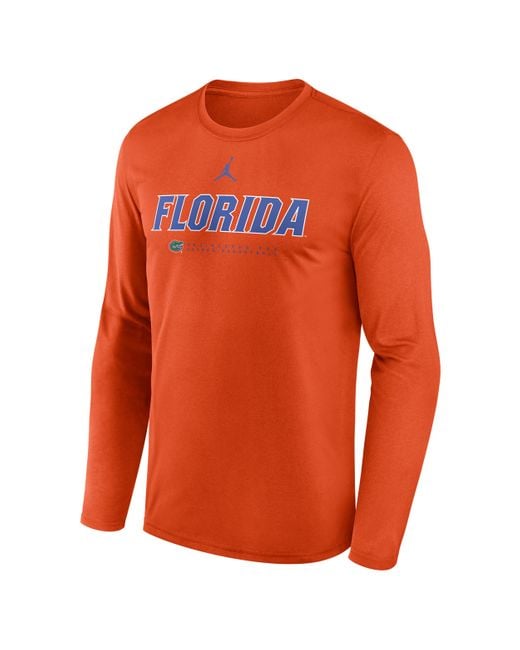 Nike Orange Florida Courtside Basketball Shootaround Legend Jordan Brand Dri-Fit College Long-Sleeve T-Shirt for men