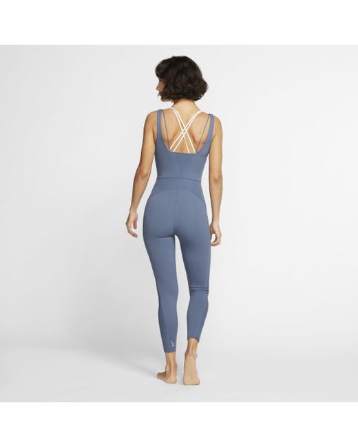Nike Synthetic Yoga Luxe Infinalon Jumpsuit in Blue - Lyst