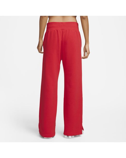 Nike Red Sportswear Phoenix Fleece High-waisted Wide-leg Sweatpants