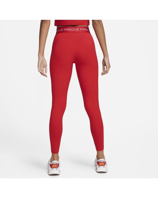 Nike Pro Mid-rise Full-length Graphic Training Leggings in Red