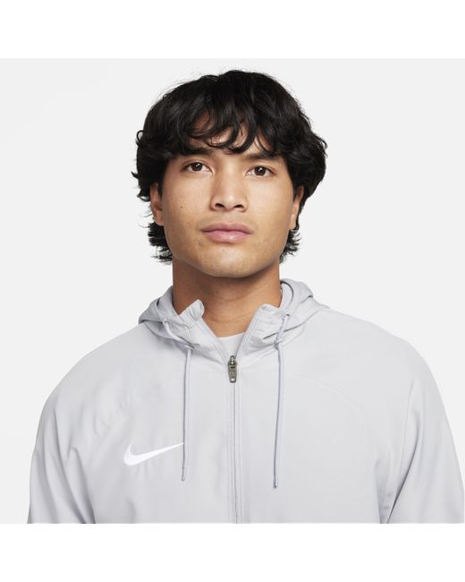Nike Gray Academy Dri-fit Hooded Soccer Track Jacket for men