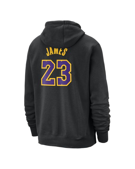 Nike Black Lebron James Los Angeles Lakers Club Fleece City Edition Nba Pullover Hoodie Cotton for men