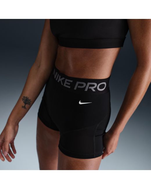 Nike Pro Bikershorts Met Halfhoge Taille En Mesh Vlakken Voor (8 Cm) in het Blue