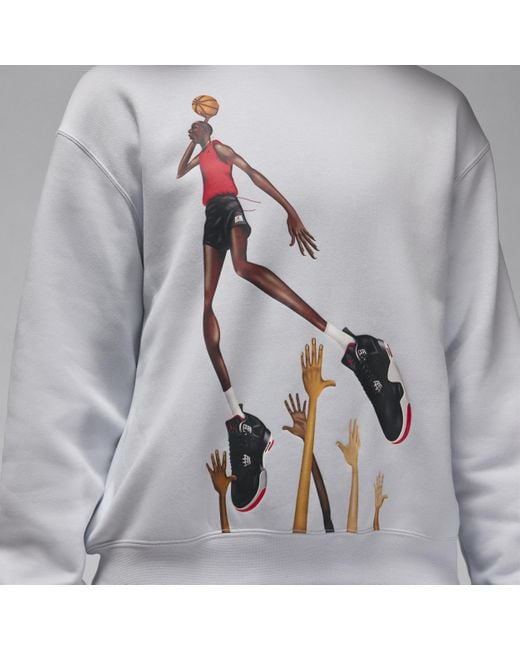 Nike Jordan Artist Series By Darien Birks Sweatshirt Van Fleece Met Ronde Hals in het Gray