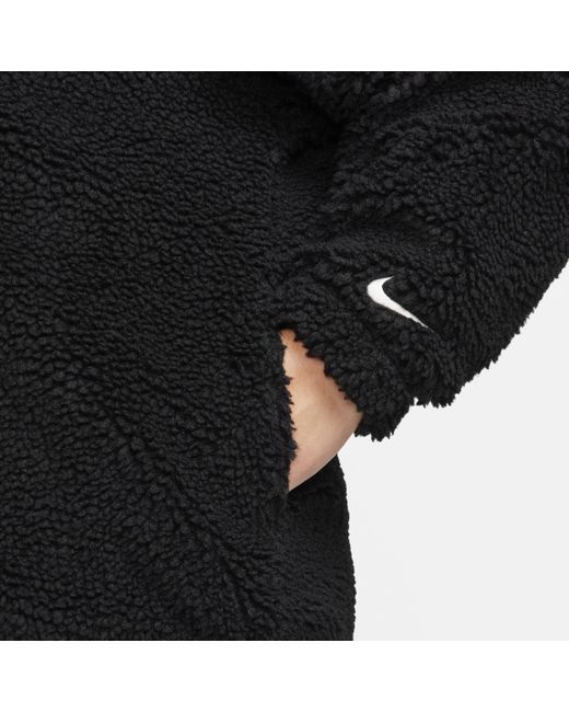 Nike Black Sportswear Logo High-pile Fleece Jacket Polyester
