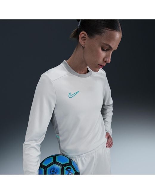 Nike Blue Academy Dri-Fit Crew-Neck Long-Sleeve Football Top