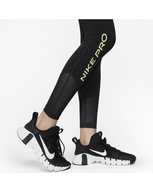 Nike Pro Mid-Rise Full-Length Graphic Training Leggings 'Black