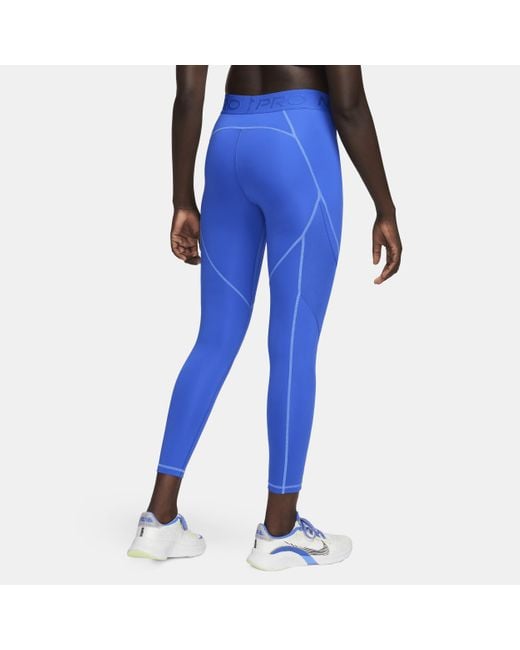 Nike Pro 7/8-legging Met Halfhoge Taille En Zakken in het Blue