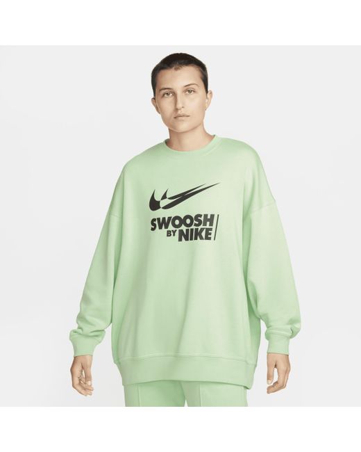 Nike Green Sportswear Oversized Fleece Crew-neck Sweatshirt Polyester