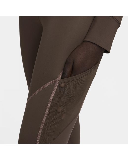 Nike Brown Pro Mid-rise 7/8 leggings With Pockets 50% Recycled Polyester