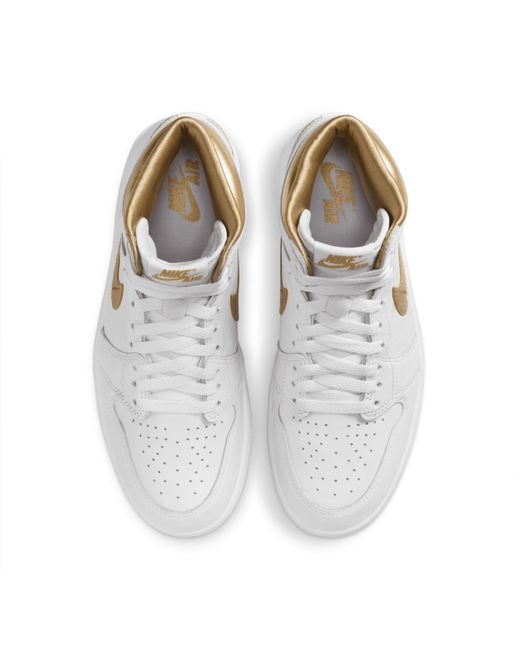 Nike Metallic Air 1 Retro High Og "white And Gold" Shoes
