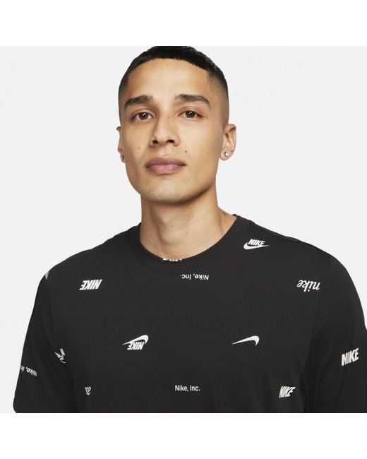 Nike Black Club Allover Print T-shirt for men