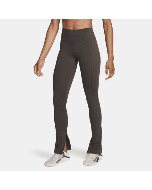 Nike Brown One High-waisted Full-length Split-hem leggings 50% Recycled Polyester