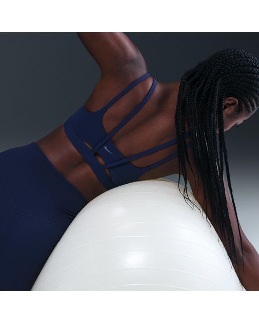 Nike Blue Zenvy Strappy Light-Support Padded Sports Bra